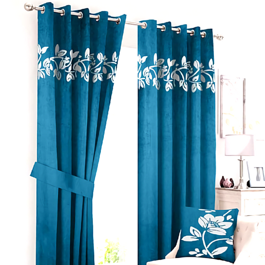 Luxury velvet curtain top flower design (Tell &White )