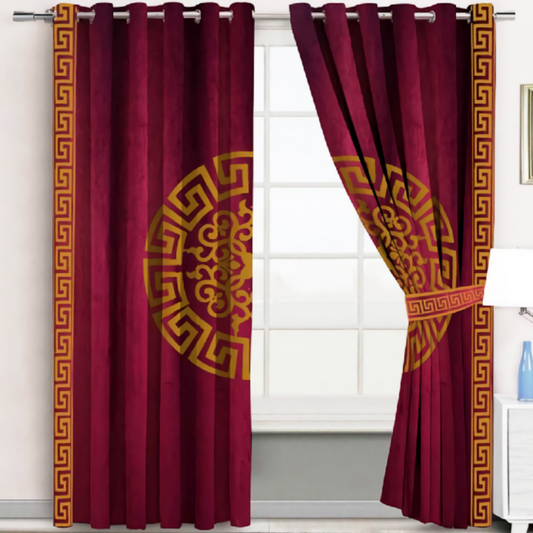 Luxury velvet curtain splendid design ( Maroon &Gold )