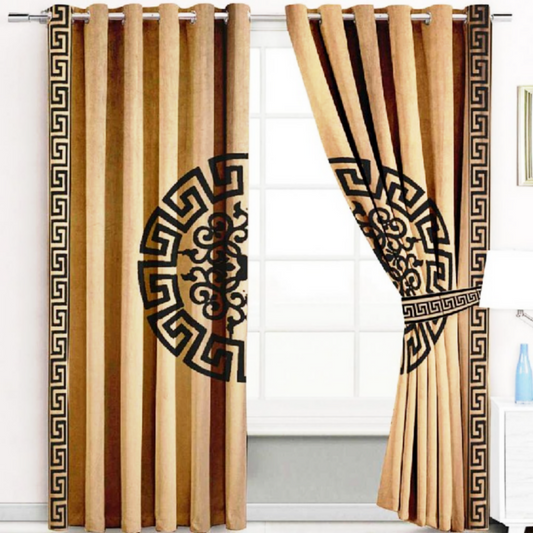 Luxury velvet curtain splendid design (  Gold & Black  )