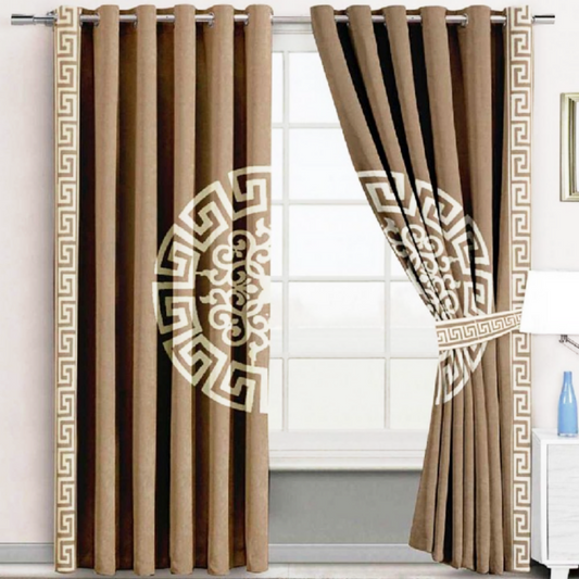 Luxury velvet curtain splendid design (  Camel & White  )