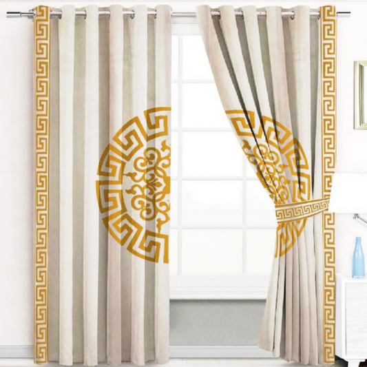 Luxury velvet curtain splendid design (  Cream & Gold  )