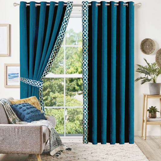 Luxury velvet curtain side border design (  Tell & White )