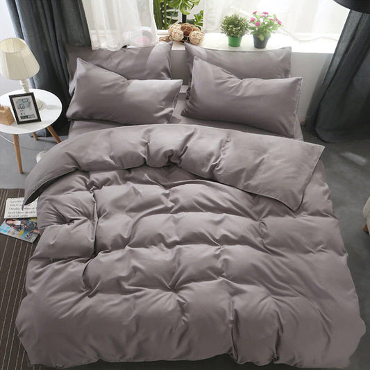 plain dyed duvet set 8 pes ( L IGHT-GREY)