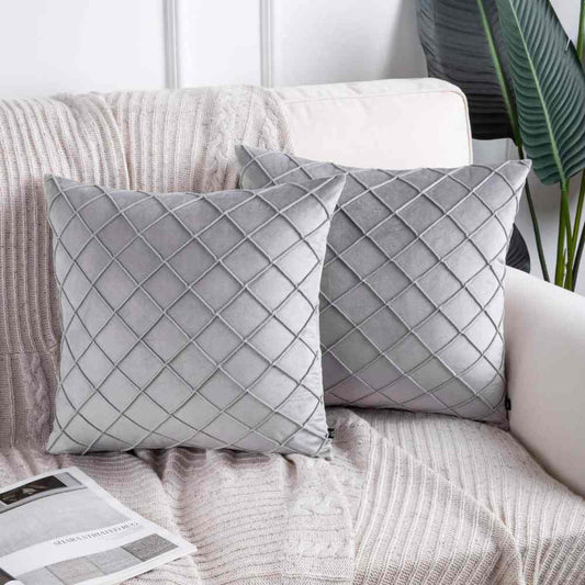 Pack of 2pack velvet decorative cushion (L-GREY)