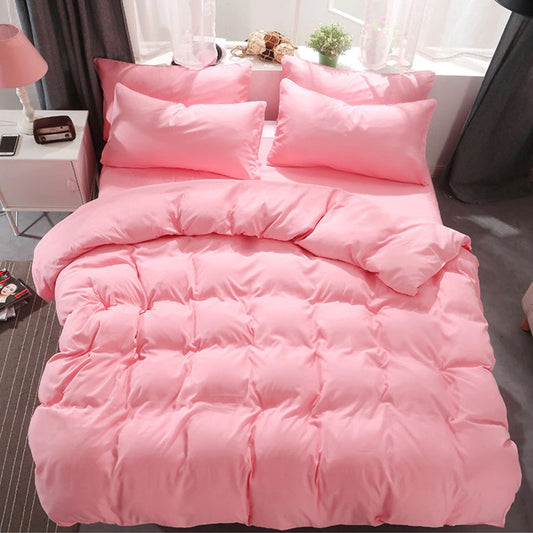 plain dyed duvet set 8 pes ( PINK)