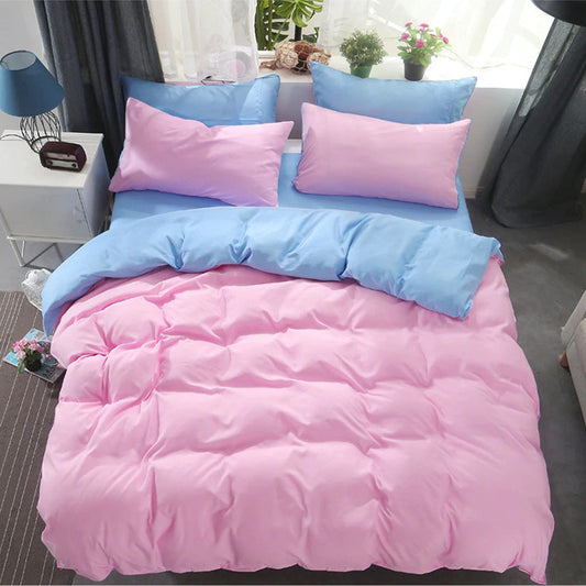 plain dyed duvet set 8 pes ( Pink & Aqva)