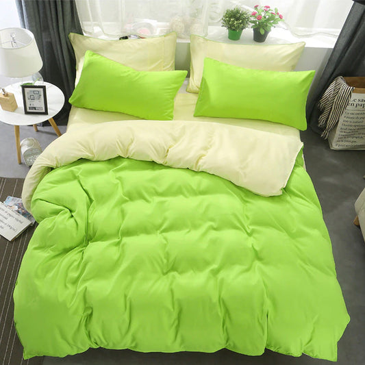 plain dyed duvet set 8 pes ( paret green & creem)