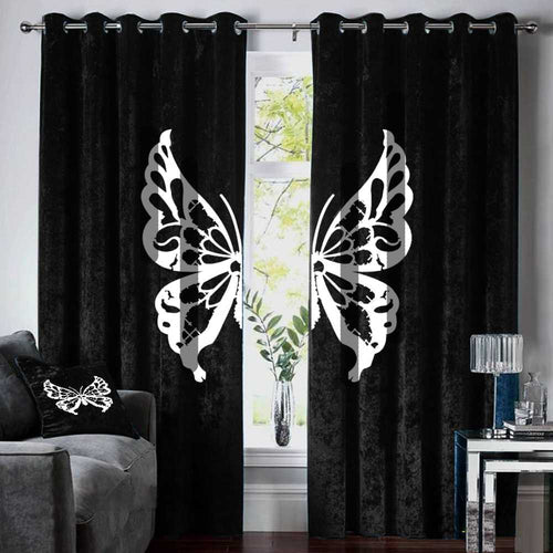 Velvet curtain butterfly ( black & white )