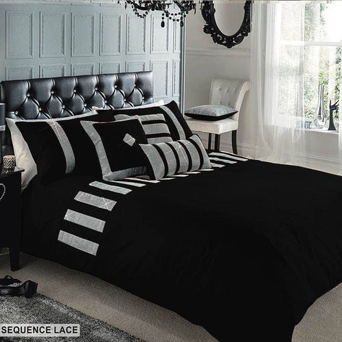 Sequence lace duvet set - black