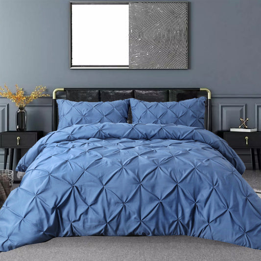 LUXURY  PINTUCK DUVET COVERS SET - 8 PIECES (  blue  )