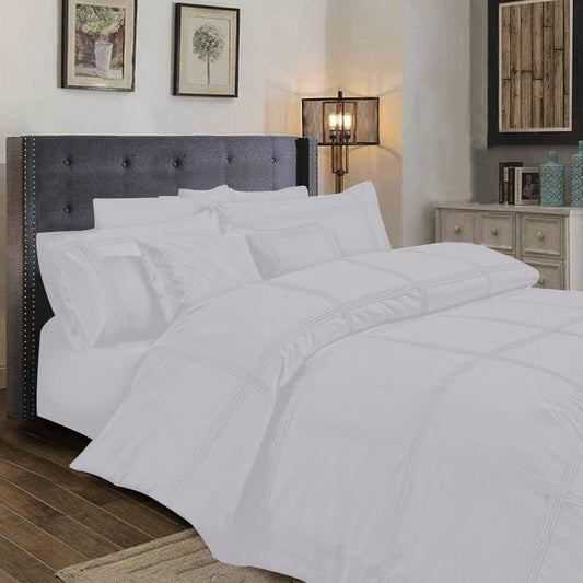 BOX PLEATED DUVET SET 8 PES (WHITE)