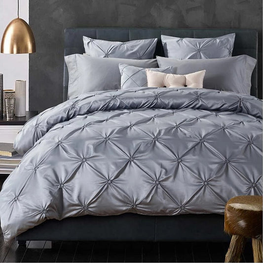 LUXURY  PINTUCK DUVET COVERS SET - 8 PIECES (  grey )