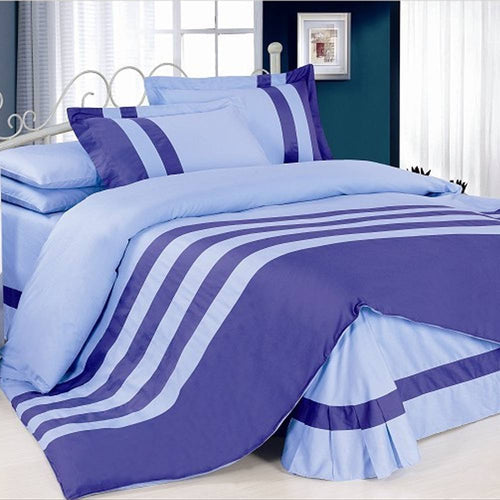 SKY BLUE & ROYAL BLUE  Stripe Duvet Set