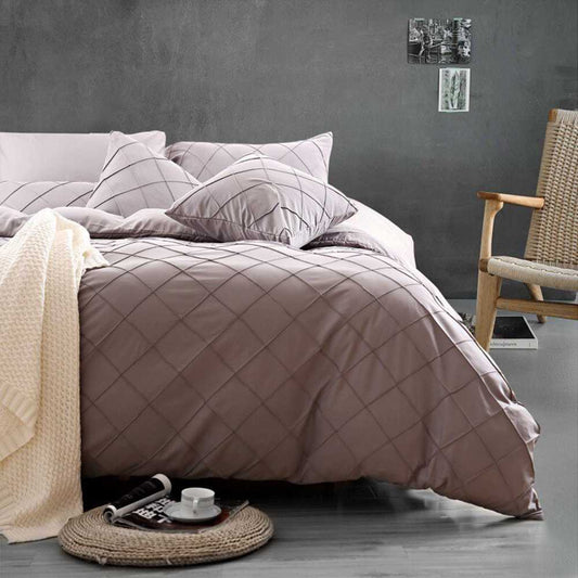 CROSS PLEATED DUVET SET 8 PES( BEIGE )