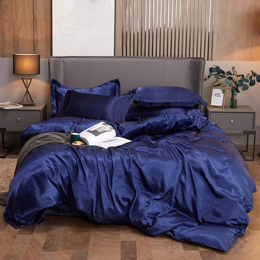 Pure Silk Duvet Set - NAVEY BLUE