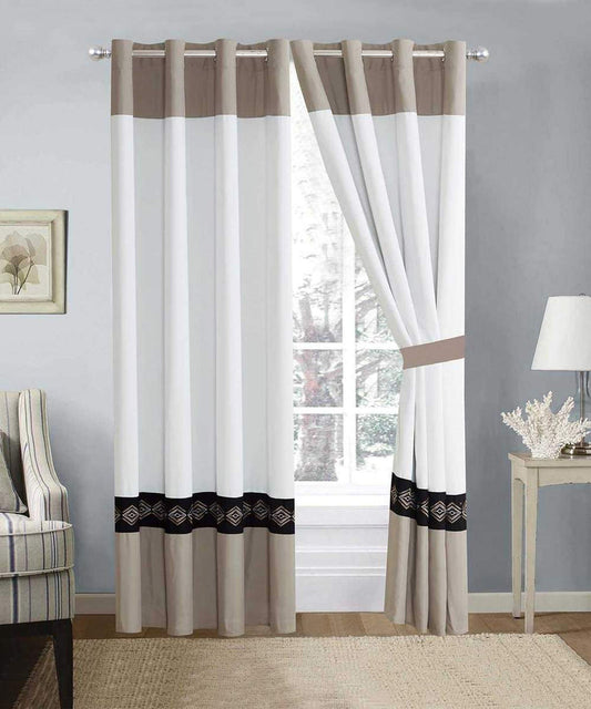 Luxury cotton embroidery Curtains ( white & natural )