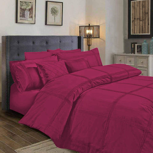 BOX PLEATED DUVET SET 8 PES  ( T- PINK)