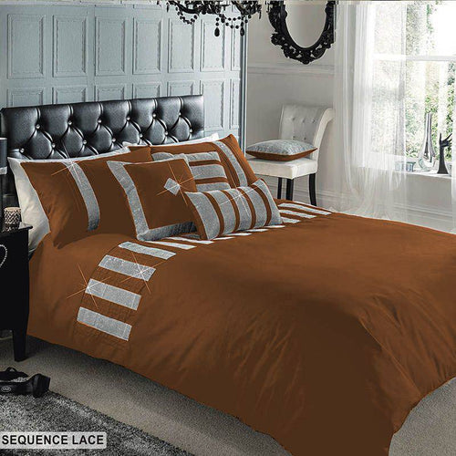 Sequence lace duvet set - brown