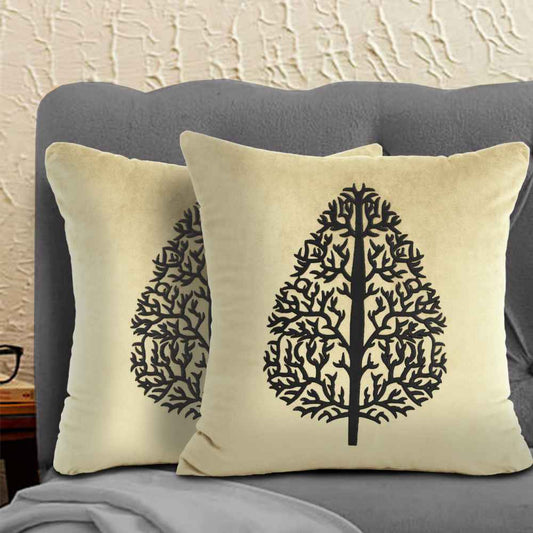 Pack of 2 pes velvet decorative cushion m ( cream & black )