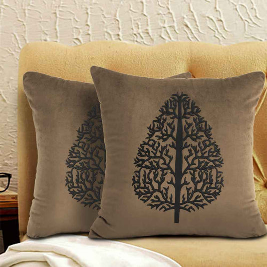 Pack of 2 pes velvet decorative cushion m ( Brown & Black )