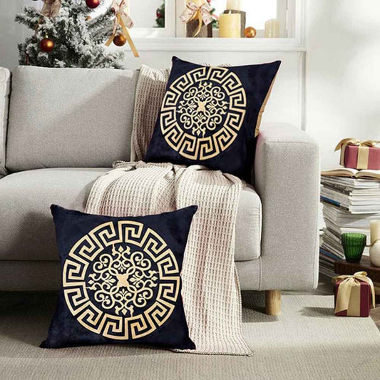 Pack of 2 pes velvet decorative cushion ( Black &  Gold )