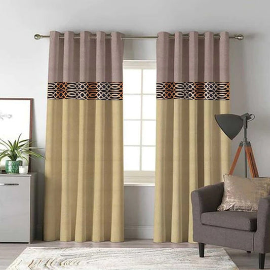 Luxury velvet curtain to town border design ( L- gold & coffe)