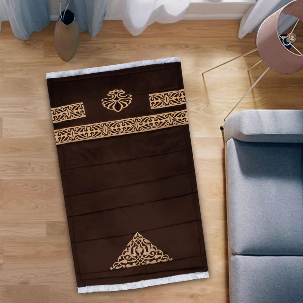 Luxury velvet fabric prayer mat  ( Brown )