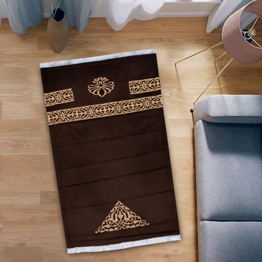 Luxury velvet fabric prayer mat  ( Brown )