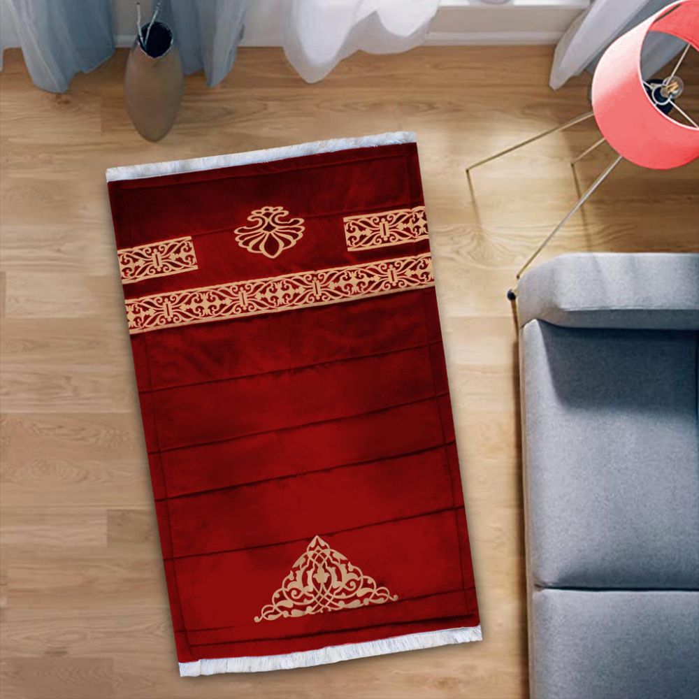 Luxury velvet fabric prayer mat  ( Red )