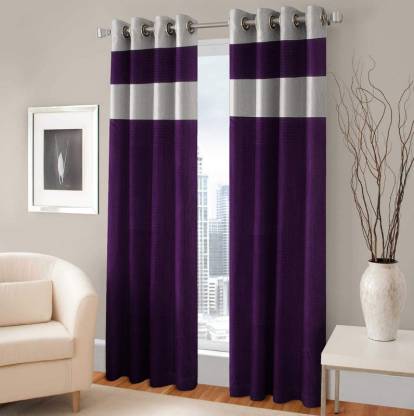 Plain velvet decorative curtain ( D-purple & white )